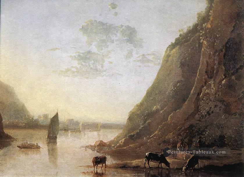 Rivière rive avec des vaches campagne peintre Aelbert Cuyp Peintures à l'huile